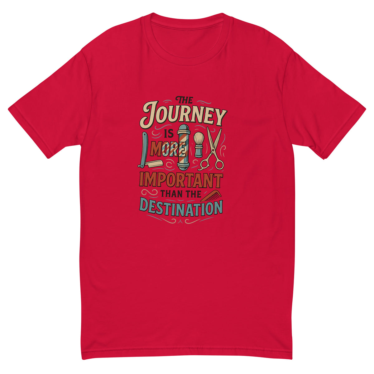 The Journey Is More Important Than the Destination Tee, Red men's fitted t-shirt, front view