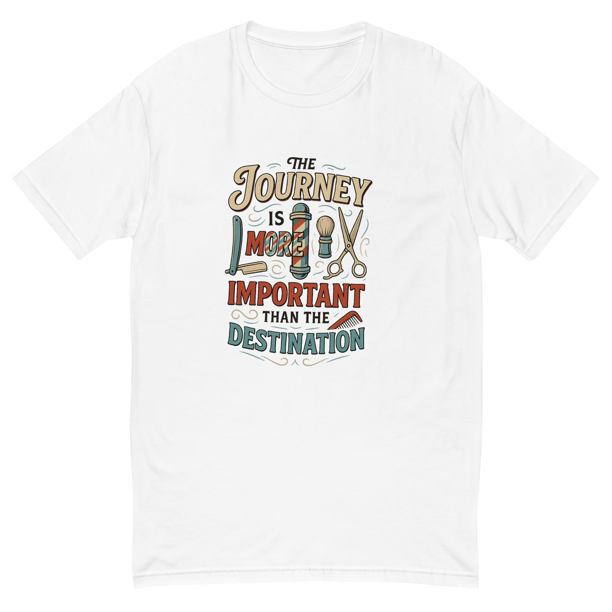 The Journey Is More Important Than the Destination Tee, White men's fitted t-shirt, front view